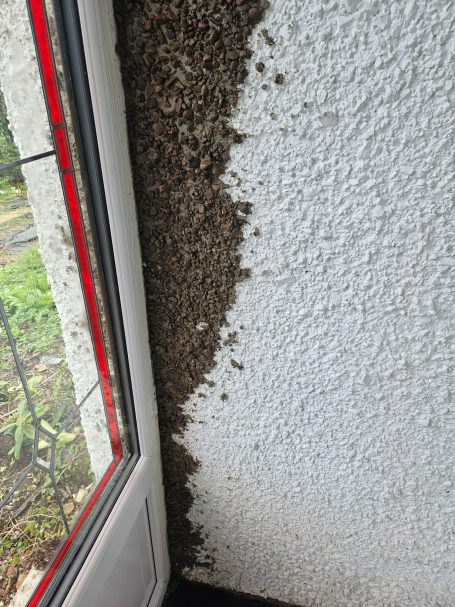 repair of pebble dash after new window install by 5 star windows by fis finishes pebble dash, plastering, plasterer, tiler, fis finishes, dudley, wolverhampton