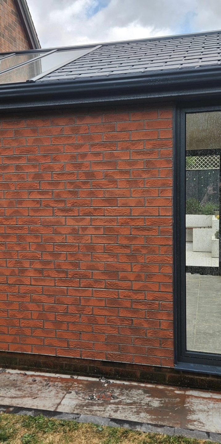 Brick slip for five star windows kidderminster brick mesh #five star windows #brick slip #plasterer near me #tiler near me #wolverhampton #dudley #stourbridge #plastering #fis finishes